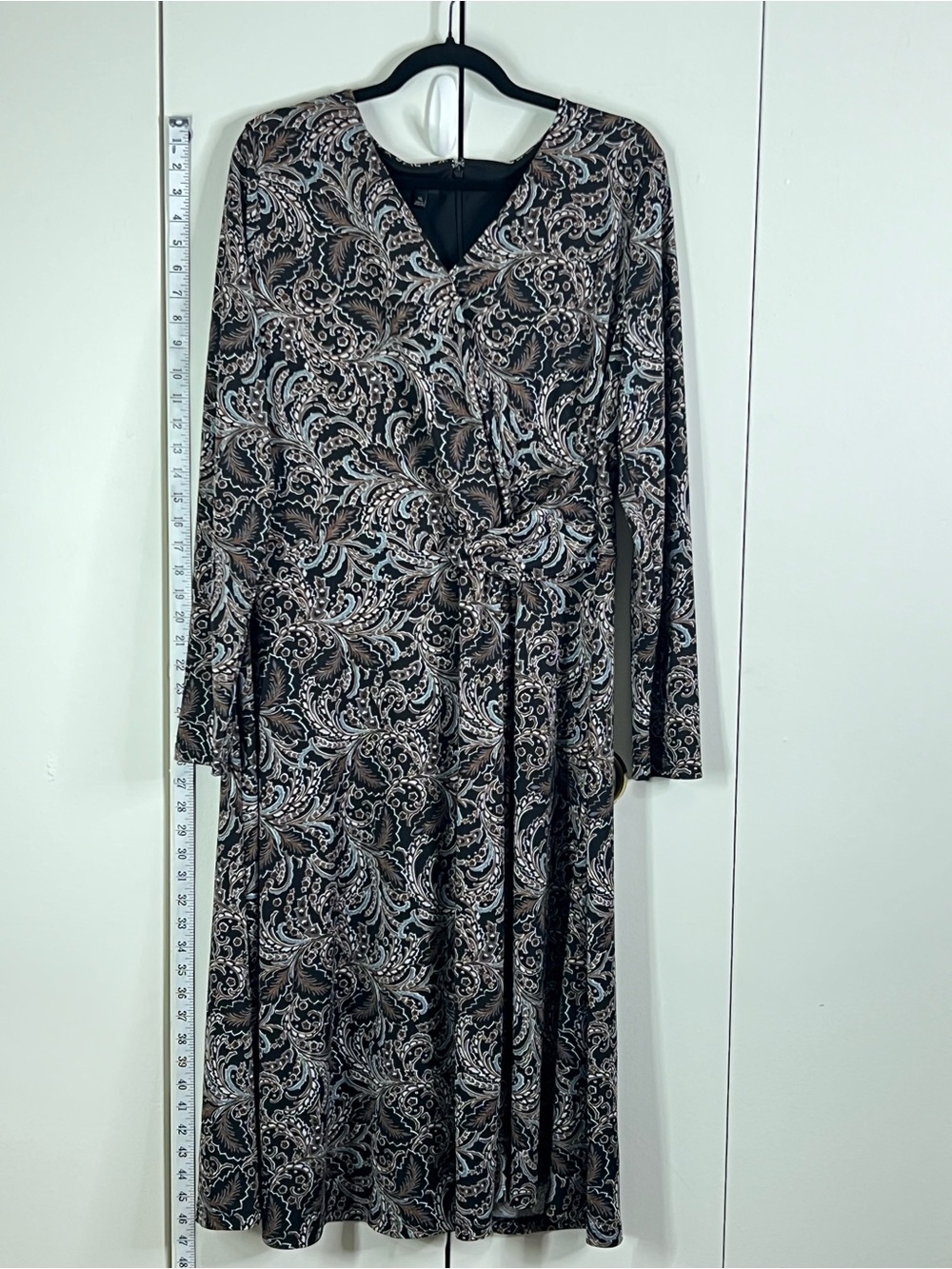 Talbots Paisley Print Long Sleeve Fit & Flare Midi Dress Size XL